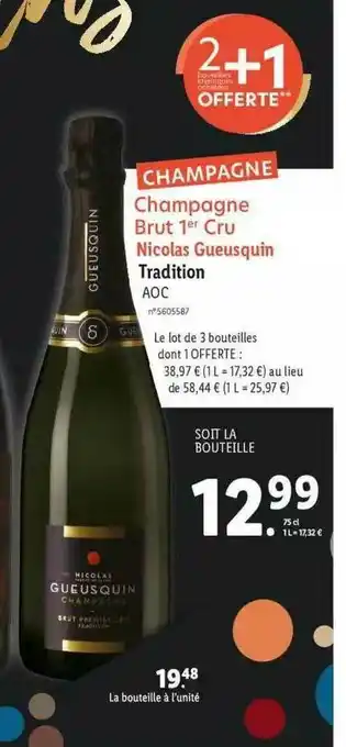 Champagne Brut 1er Cru Nicolas Gueusquin Tradition Aoc