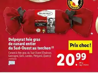 Lidl Delpeyrat Foie Gras De Canard Entier Du Sud-ouest Au Torchon offre