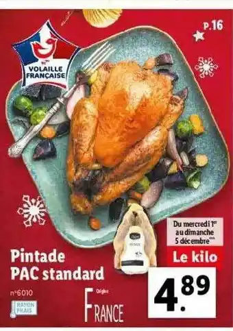 Lidl Pintade Pac Standard offre