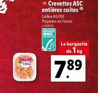 Lidl Crevettes Asc Entières Cuites offre