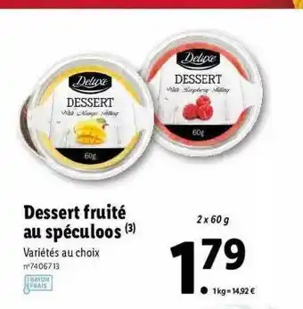 Lidl Dessert Fruité Au Spéculoos offre
