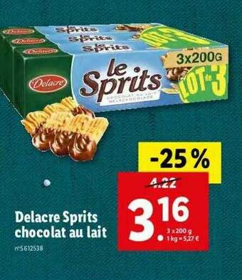 Lidl Delacre Sprits Chocolat Au Lait offre