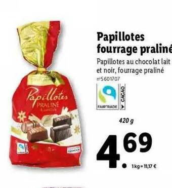 Lidl Papillotes Fourrage Praliné offre