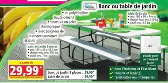 Norma Banc ou table de jardin offre