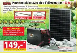 Norma Panneau solaire avec bloc d'alimentation 150 W offre