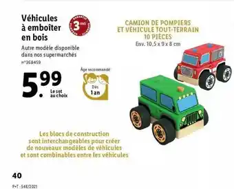Lidl Véhicules à Emboîter En Bois offre