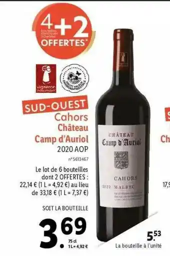 Lidl Cahors Château Camp D'auriol 2020 Aop offre