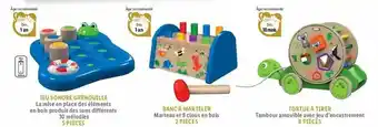 Lidl Jeu Sonore Grenouille, Blanc à Marteler, Tortue à Tirer offre