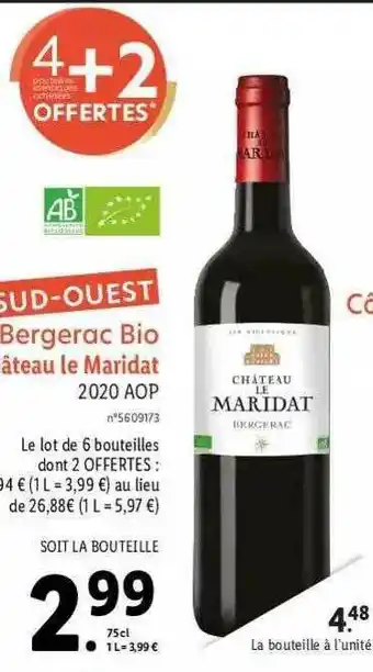 Lidl Bergerac Bio Château Le Maridat 2020 Aop offre