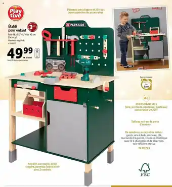 Lidl établi Pour Enfant Playtive offre