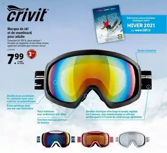 Lidl Masque De Ski Et D Snowboard Pour Adulte Crivit offre