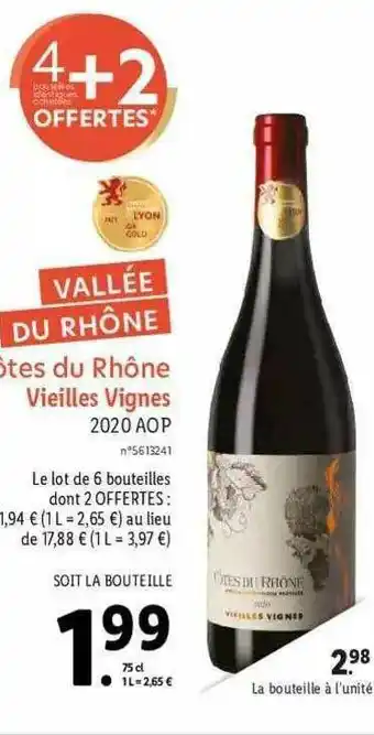 Lidl Côtes Du Rhône Vieilles Vignes 2020 Aop offre