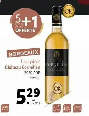Lidl Loupiac Château Cornélien 2020 Aop offre
