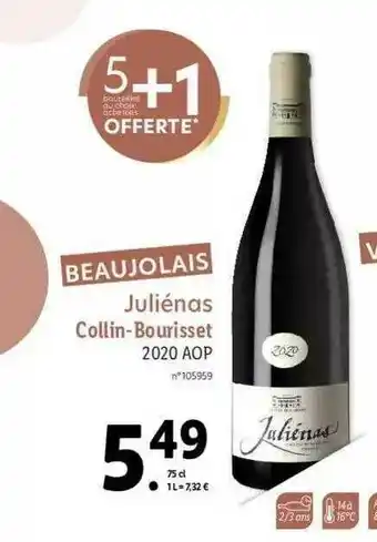 Lidl Beaujolais Juliénas Collin-bourisset 2020 Aop offre