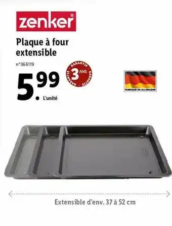 Lidl Plaque à Four Extensible Zenker offre