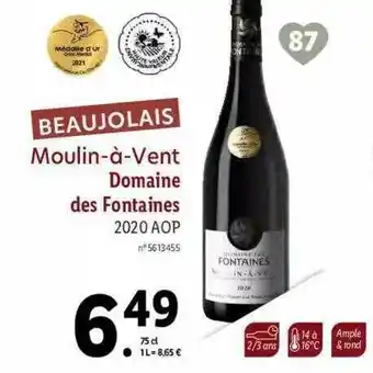 Lidl Beaujolais Moulin-à-vent Domaine Des Fontaines 2020 Aop offre