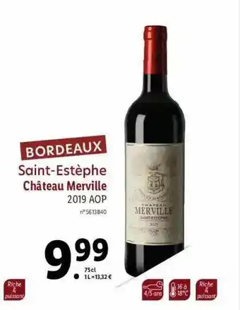 Lidl Bordeaux Saint-estèphe Château Merville 2019 Aop offre