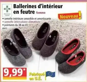 Norma Ballerines D'intérieur En Feutre Femme offre