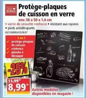 Norma Protège-plaques De Cuisson En Verre Casa Royale offre