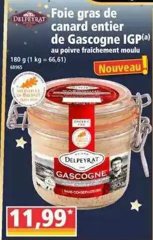 Norma Foie Gras De Canard Entier De Gascogne Igp Au Poivre Fraîchement Moulu Delpeyrat offre