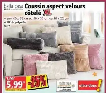 Norma Coussin Aspect Velours Côtelé Bella Casa offre