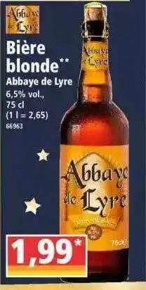 Bière Blonde Abbaye De Lyre