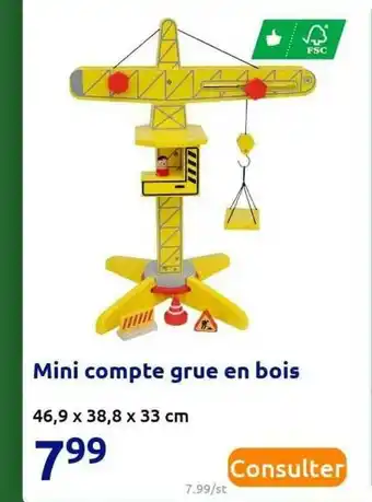 Action Mini Compte Grue Ne Bois offre