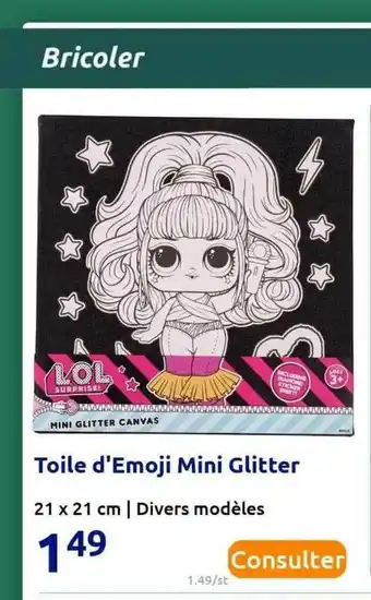 Action Toile D'emoji Mini Glitter offre