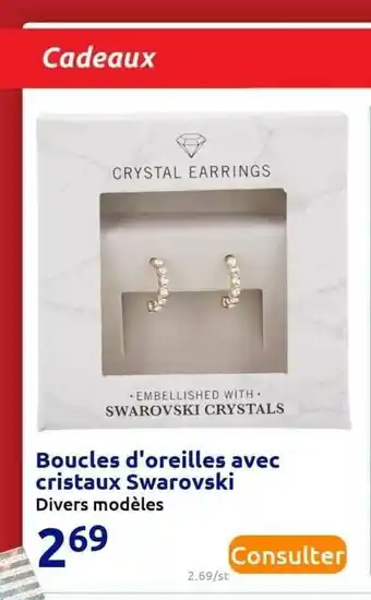 Action Boucles D'oreilles Avec Cristaux Swarovski offre