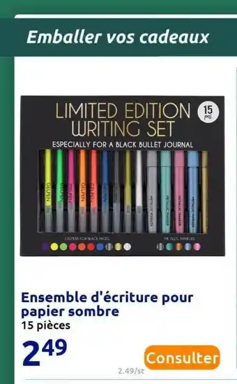 Action Ensemble D'écriture Pour Papier Sombre offre