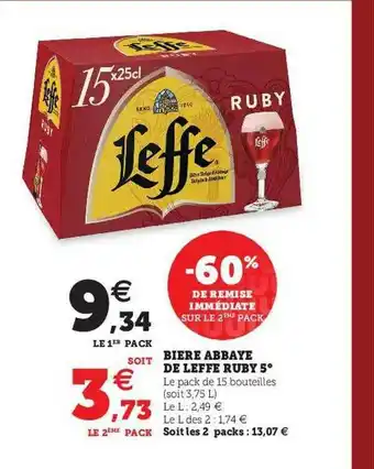 U Express Bière Abbaye De Leffe Ruby 5° offre