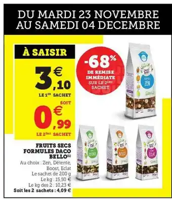 U Express Fruits Secs Formules Daco Bello offre