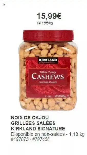 Costco Noix De Cajou Grillées Salées Kirkland Signature offre