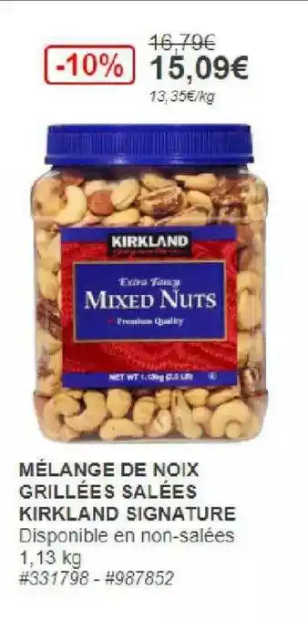 Costco Mélange De Noix Grillées Salées Kirkland Signature offre