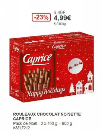 Costco Rouleaux Chocolat Noisette Caprice offre