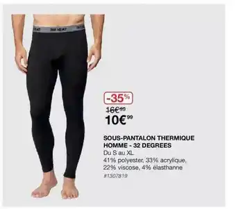 Costco Sous-pantalon Thermique Homme - 32 Dégrées offre