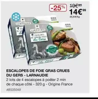 Costco Escalopes De Foie Gras Crues Du Gers - Larnaudie offre