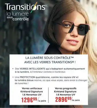 Costco Verres Univocaux Kirkland Signature 1.6 Nevamax Uv, Verres Progressifs Kirkland Signature 1.6 Nevamax Uv offre