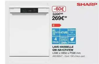 Costco Lave-vaisselle Qw-na1cf47ew Sharp offre
