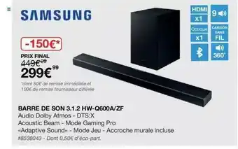 Costco Barre De Son 3.1.2 Hw-q600a-zf Samsung offre