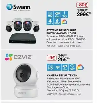 Costco Système De Sécurité Swdvk - 446802sl2d-eu Swann, Caméra Sécurité C6n Ezviz offre