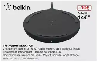 Costco Chargeur Induction Belkin offre