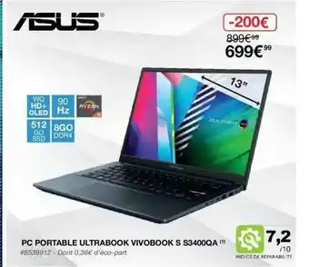 Costco Pc Portable Ultrabook Vivobook S S3400qa Asus offre
