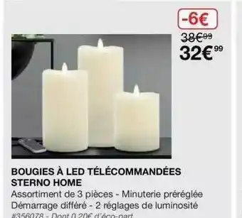 Bougies à Led Télécommandées Sterno Home