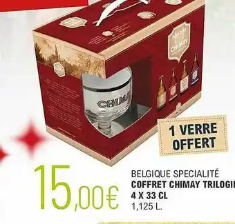 La Vignery Belgique Spécialité Coffret Chimay Trilogie 4 X 33 Cl offre