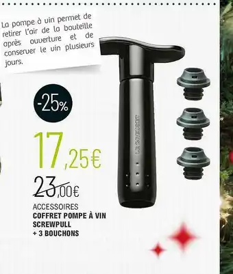 La Vignery Accessoires Coffret Pompe à Vin Screwpull + 3 Bouchons offre