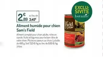 Botanic Aliment Humide Pour Chien Sam's Field offre
