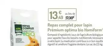 Botanic Repas Complet Pour Lapin Prémium Optima Bio Hamiform offre