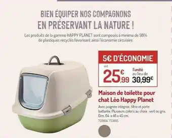 Botanic Maison De Toilette Pour Chat Léo Happy Planet offre