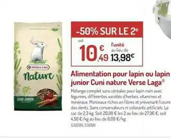 Botanic Alimentation Pour Lapin Ou Lapin Junior Cuni Nature Verse Laga offre
